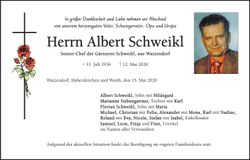 Traueranzeige Albert Schweikl