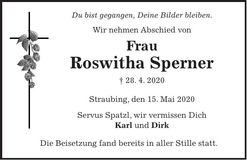 Traueranzeige Roswitha Sperner