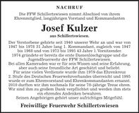 Traueranzeige Josef Kulzer