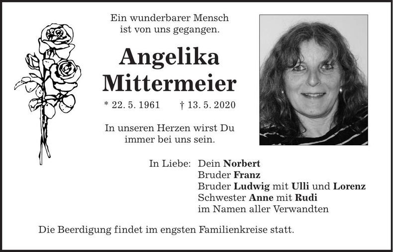 Traueranzeige Angelika Mittermeier