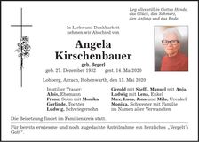 Traueranzeige Angela Kirschenbauer