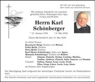 Traueranzeige Karl Schönberger