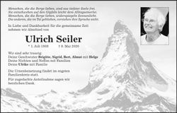Traueranzeige Ulrich Seiler
