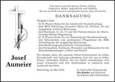 Traueranzeige Josef Aumeier