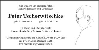 Traueranzeige Peter Tscherwitschke