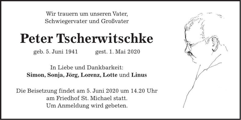 Traueranzeige Peter Tscherwitschke