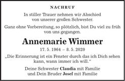 Traueranzeige Annemarie Wimmer