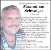 Traueranzeige Maximilian Schwaiger