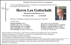 Traueranzeige Leo Gottschalk