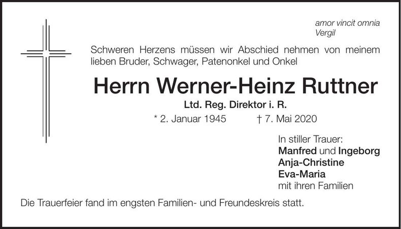 Traueranzeige Werner-Heinz Ruttner