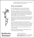 Traueranzeige Katharina Brummer