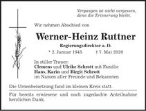 Traueranzeige Werner-Heinz Ruttner