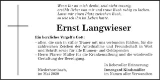 Traueranzeige Ernst Langwieser