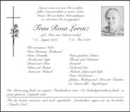 Traueranzeige Rosa Lorenz