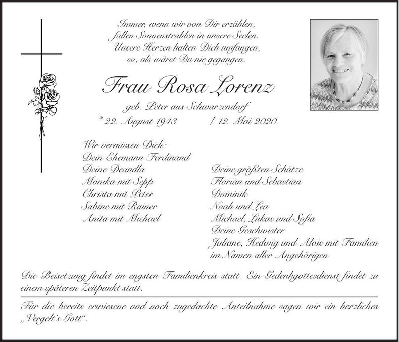 Traueranzeige Rosa Lorenz