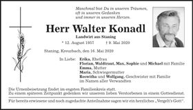 Traueranzeige Walter Konadl