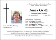 Traueranzeige Anna Graßl
