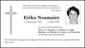 Traueranzeige Erika Neumaier