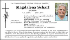Traueranzeige Magdalena Scharf