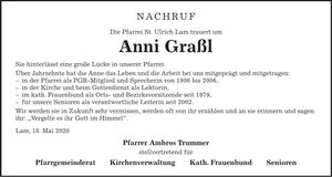 Traueranzeige Anni Graßl