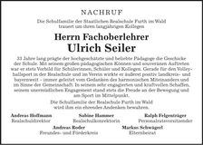Traueranzeige Ulrich Seiler