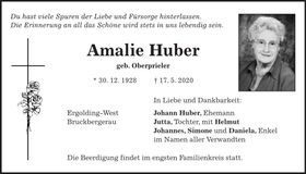 Traueranzeige Amalie Huber