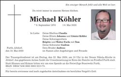 Traueranzeige Michael Köhler