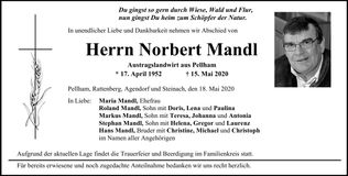 Traueranzeige Norbert Mandl