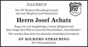 Traueranzeige Josef Achatz