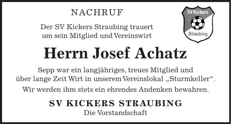 Traueranzeige Josef Achatz