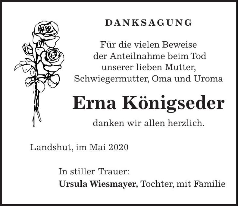 Traueranzeige Erna Königseder