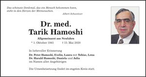Traueranzeige Tarik Hamoshi
