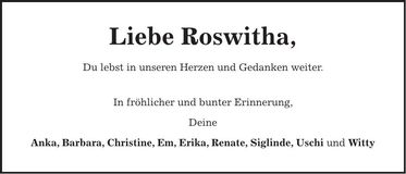 Traueranzeige Roswitha Brunner