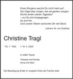 Traueranzeige Christine Tragl