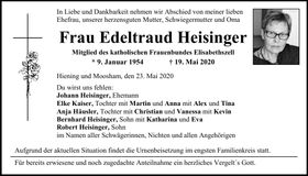 Traueranzeige Edeltraud Heisinger