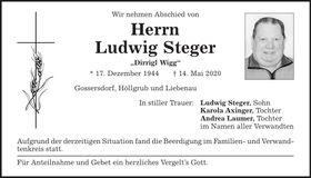 Traueranzeige Ludwig Steger
