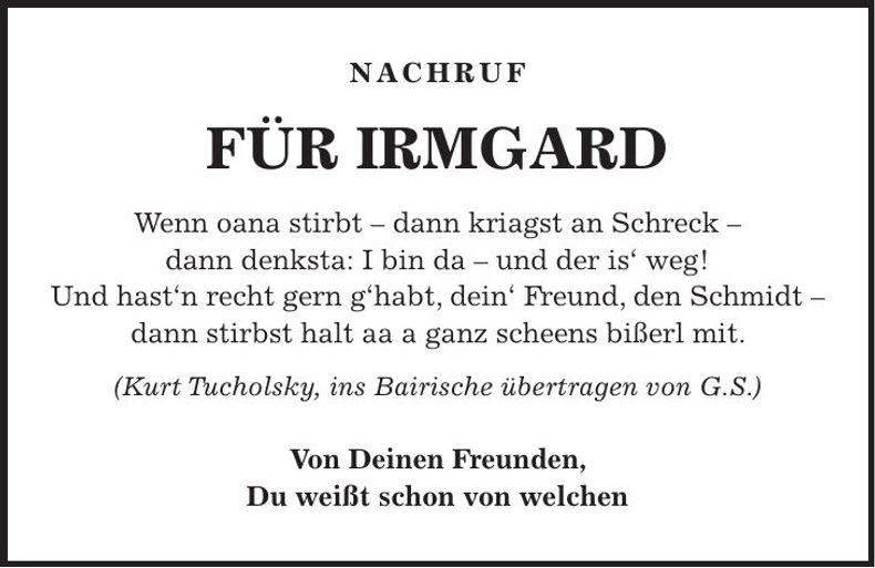 Traueranzeige Irmgard Pellkofer-Junger