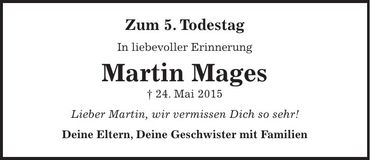 Traueranzeige Martin Mages