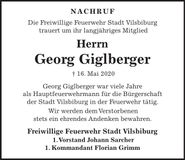 Traueranzeige Georg Giglberger