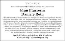 Traueranzeige Daniele Roth
