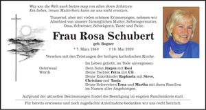Traueranzeige Rosa Schubert