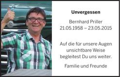 Traueranzeige Bernhard Priller
