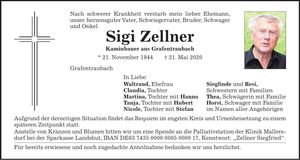 Traueranzeige Sigi Zellner