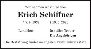 Traueranzeige Erich Schiffner