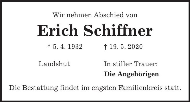 Traueranzeige Erich Schiffner