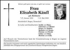 Traueranzeige Elisabeth Käufl
