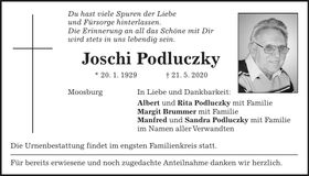Traueranzeige Joschi Podluczky
