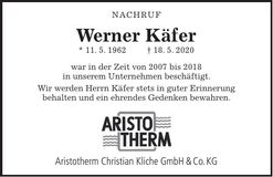 Traueranzeige Werner Käfer