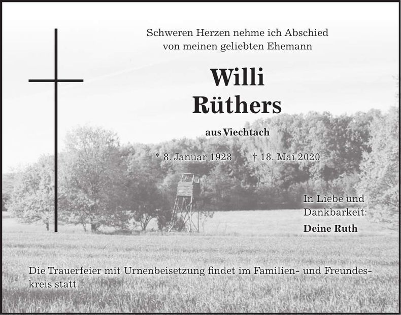 Traueranzeige Willi Rüthers