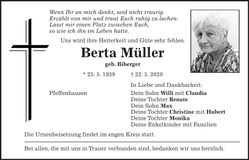 Traueranzeige Berta Müller